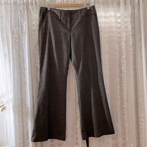 Brown plaid straight leg trouser